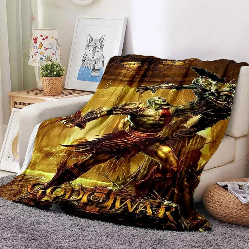 God of War Games Kratos Cartoon Soft Flannel Blanket for Beds Bedroom Sofa Picnic,Throw Blanket for Cover Outdoor Leisure Gift