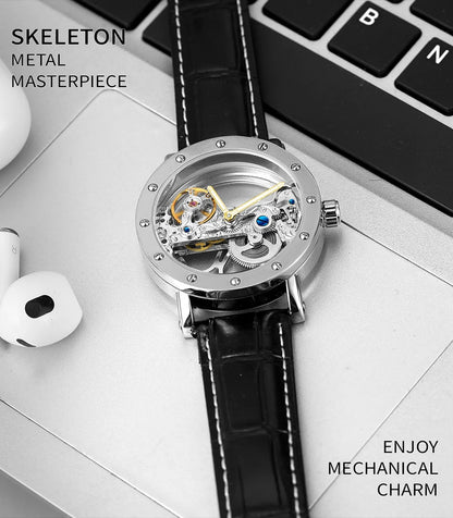 2026 Top Brand Luxury Steel Skeleton Tourbillon Automatic Watch Men Leather Mechanical Waterproof Luminous Elegant Wrist Clock