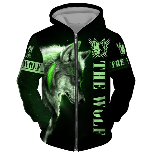 Cool 3D Wolf Printed Zipper Hoodies Fashion Men/Women Streetwear Hooded Jacket Coat Unisex Casual Hip Hop Pullover Sweatshirts