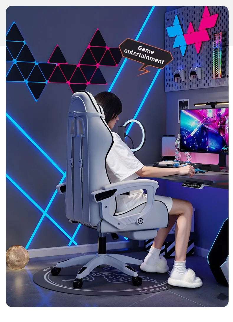 Sedia e-sport da uomo confortevole per sessioni prolungate, sedia da computer reclinabile per il relax, schienale