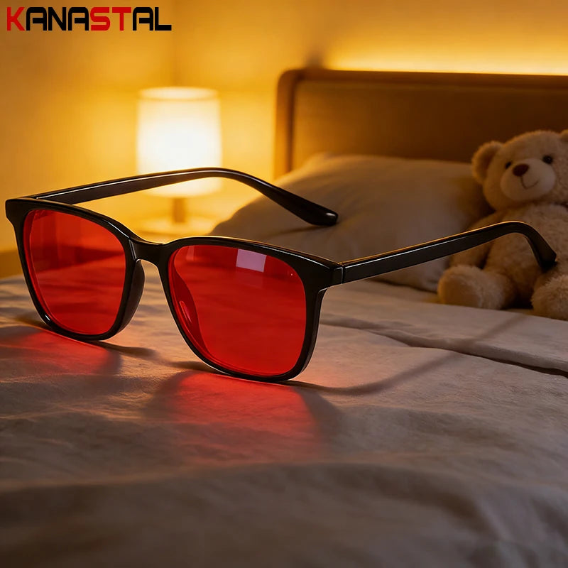 Men Sleep Blue Light Blocking Glasses Women Anti Radiation Computer Eyewear UV500 PC Red Lenses TR90 Square Eyeglasses Frames
