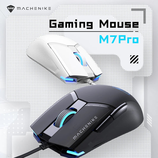Machenike M7Pro Ενσύρματο Gaming Ποντίκι USB Instant A825 12800DPI 1000Hz 7 Κουμπιά 65g RGB για Laptop και PC