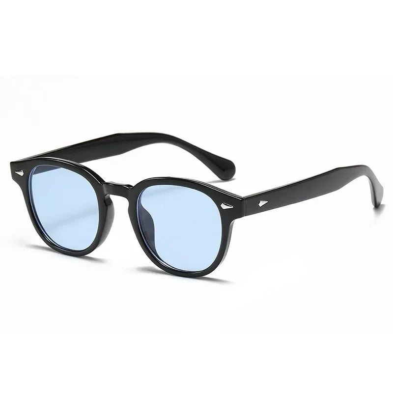 JNPCXI New Retro Round Sunglasses Women Yellow Fashion Rivets Decoration Shades UV400 Men Punk Sun Glasses