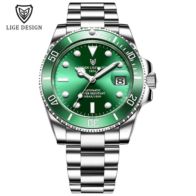 LIGE New Fashion Men's Mechanical Wristwatches Business Watch Men Waterproof Sport Automatic Watch For Men Relogios Masculino