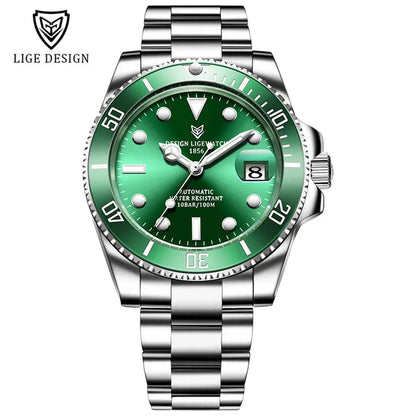LIGE New Fashion Men's Mechanical Wristwatches Business Watch Men Waterproof Sport Automatic Watch For Men Relogios Masculino