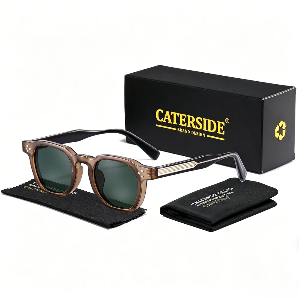 CATERSIDE New Vintage Men's Sunglasses High-Quality Square Sun Glasses Women's Outdoor Travel Beach Summer Fashion Glasses Uv400
