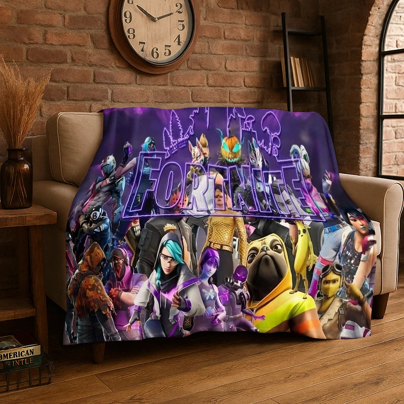 Cartoon F-Fortnite Game Gamer flanellen deken, zachte warme plaiddeken voor slaapkamer, woonkamer, bed, reizen, kamperen, picknick en als cadeau