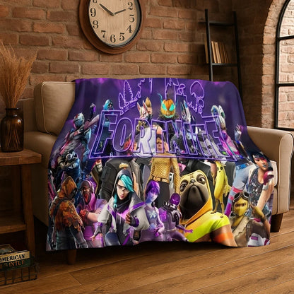 Cartoon F-Fortnite Game Gamer flanellen deken, zachte warme plaiddeken voor slaapkamer, woonkamer, bed, reizen, kamperen, picknick en als cadeau