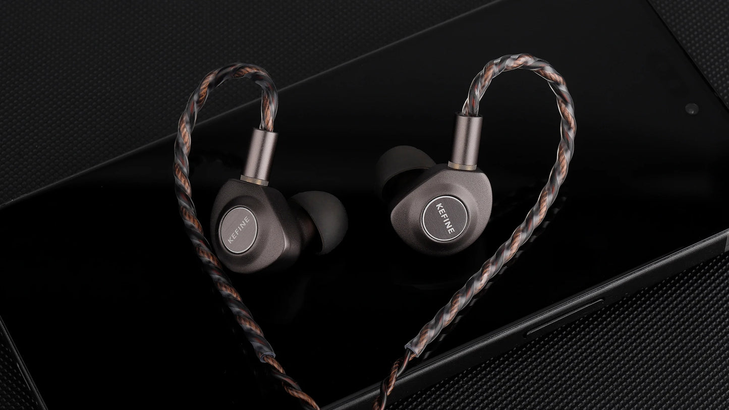 KEFINE Delci 10mm DLC+PU Diaphragm Dynamic Driver Hifi Wired IEM Earphones with CNC Metal & Detachable 0.78mm 2pin 3.5mm Cable