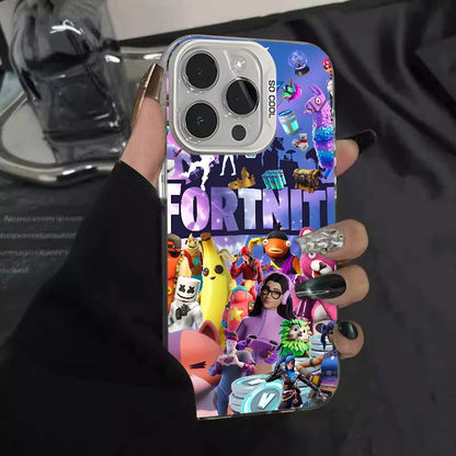 Funda para teléfono F-fornite Game de 1 pieza, carcasa IMD color plata para iPhone 16 15 14 13 12 11 Pro Max Plus