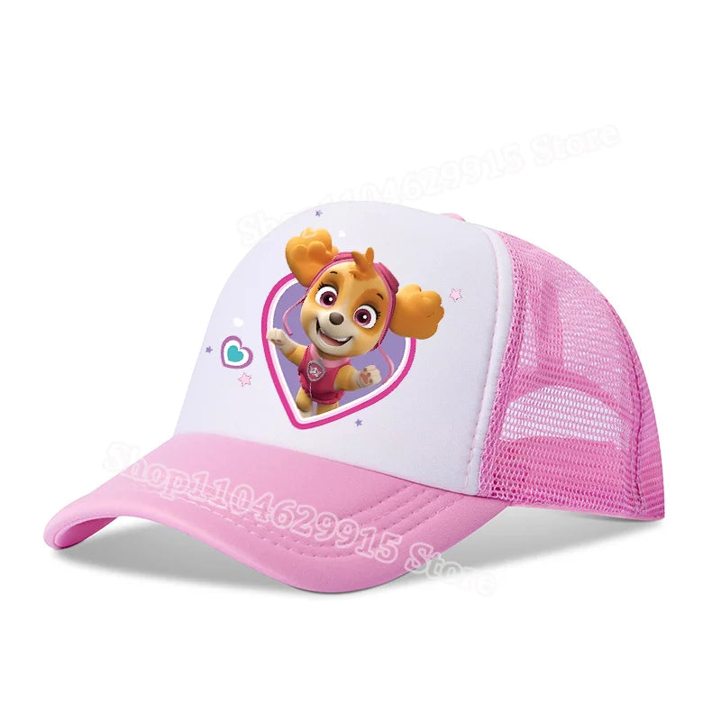 Paw Patrols Baseball Cap Cartoon Anime Skye Chase Print Girls Sun Headwear Summer Athleisure Adjustable Mesh Hats Birthday Gift