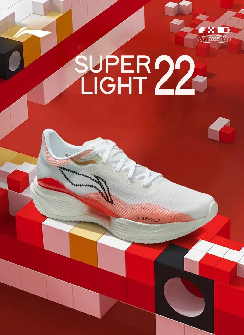 Li-Ning Men's SUPER LIGHT 22 Light Running Shoes BOOM FIBER Cushion TEMPO BOUNSE LiNing Breathable Anti-Slip Sneakers ARBV001