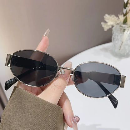 Sexy Small Oval Women's Sunglasses Trendy Luxury Design Metal Frame Shades UV400 Eyewear for Female Classic Vintage Sun Glasses