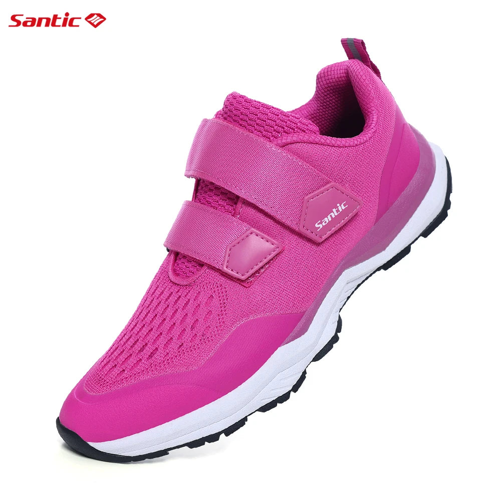 Santic Cycling Shoes Multi-purpose Running SPD Indoor Leisure Shoes Rubber Sole Hook Loop Design 3D Mesh Fabric Sneakers Unisex