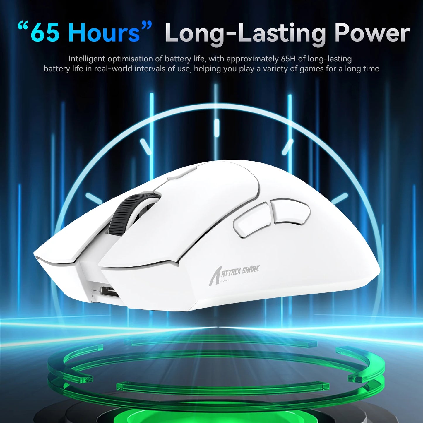 Ratón gaming trimodo ATTACK SHARK R1, sensor PixArt PAW3311, 18000 DPI, 1000hz, ultraligero de 59g para manos grandes, para PC/Mac