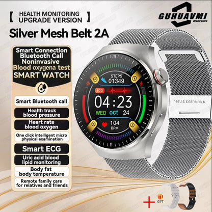 2025 New Smart Watch For Men Health ECG+HRV Blood Oxygen Uric Acid Fitness Sport Tracker Watches body fat Sleep Call Smartwatch