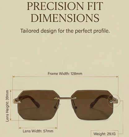 Rimless Rectangle Sunglasses Men 2026 Luxury Design Vintage Geometric Square Sun Glasses Male Retro Punk Eyewear Driving Shades