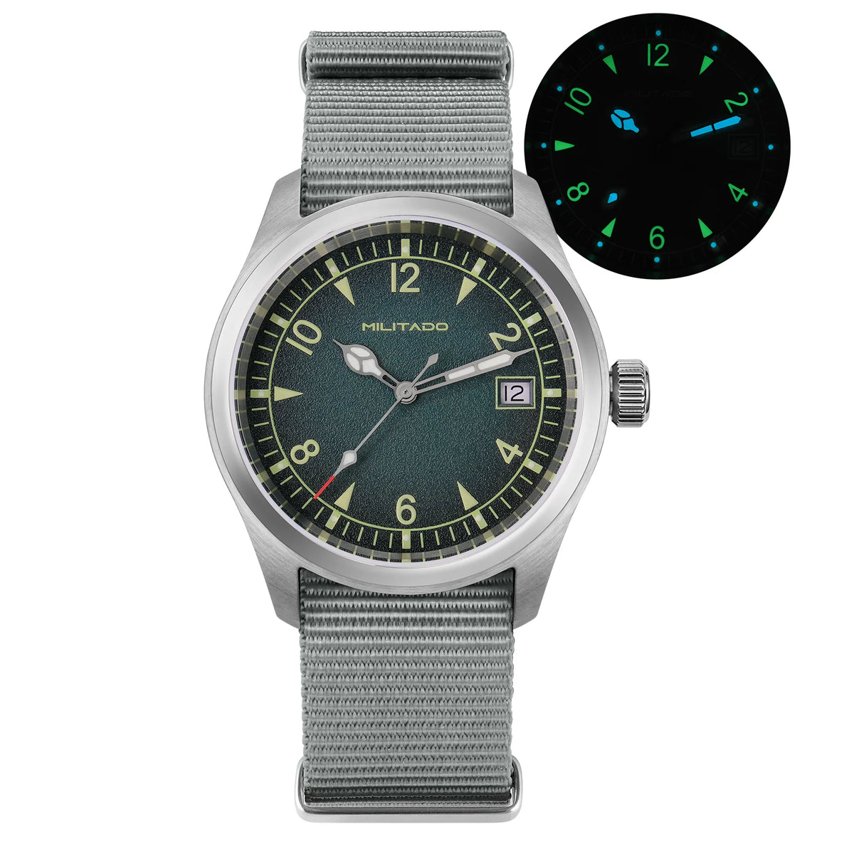 Militado ML08 Switzerland Ronda 515 Quartz Movement Double Sapphire Crystal  BGW9 Luminous 10Bar Waterproof 38mm Vintage Watch