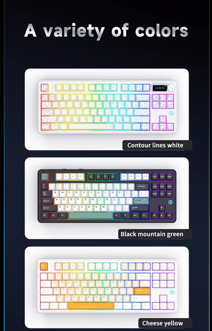 Ajazz AK870 V2 Gaming Mechanical Keyboard Is A Hot-Swaddable RGB Wired Gaming Keyboard Suitable For Various Scenarios On Laptops