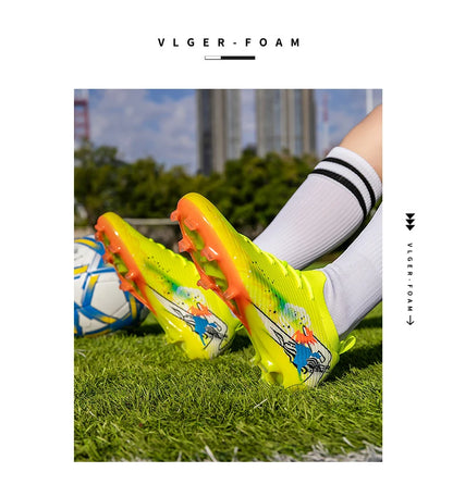 New Men's Football Boots Soccer Cleats FG Non-Slip Training Shoes Soccer Shoes Long Spikes Match Ultralight Outdoor Drop Shipping