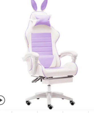 Cute Pink Gaming Chair Ergonomic Computer Chair with Footrest, Adjustable Height, Reclining Swivel Office Chair for Girls, Home Office & Gaming