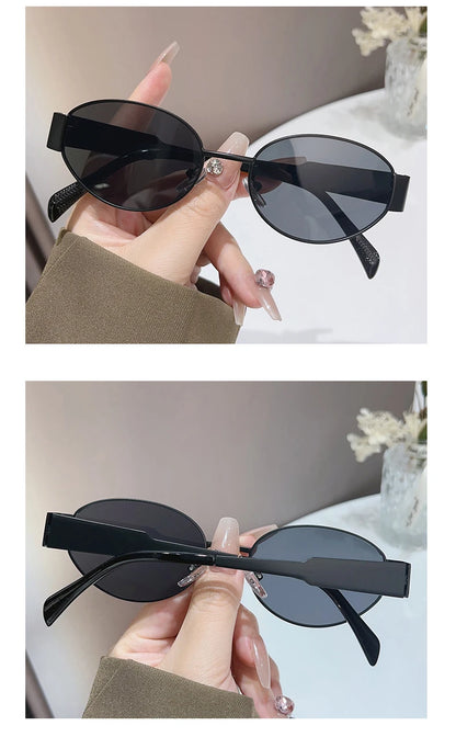Sexy Small Oval Women's Sunglasses Trendy Luxury Design Metal Frame Shades UV400 Eyewear for Female Classic Vintage Sun Glasses