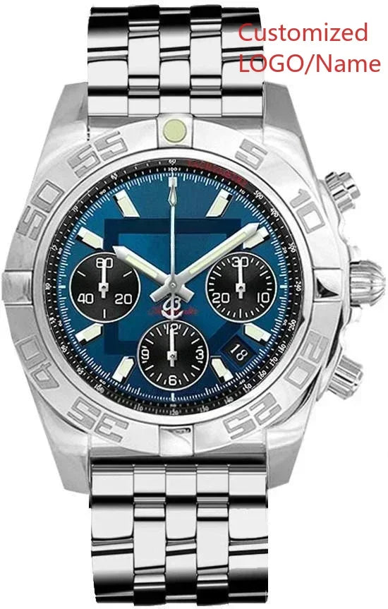 A989 Store Customized Watch Fashion Sport Quartz Watch for Men Chronograph Sapphire Glass Silver Rose Rotating Bezel