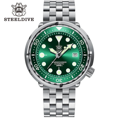 STEELDIVE SD1975 Mens Automatic Watches Men Dive Watch 300m Waterproof Mechanical Wristwatch C3 Luminous Clock Sapphire Mirror