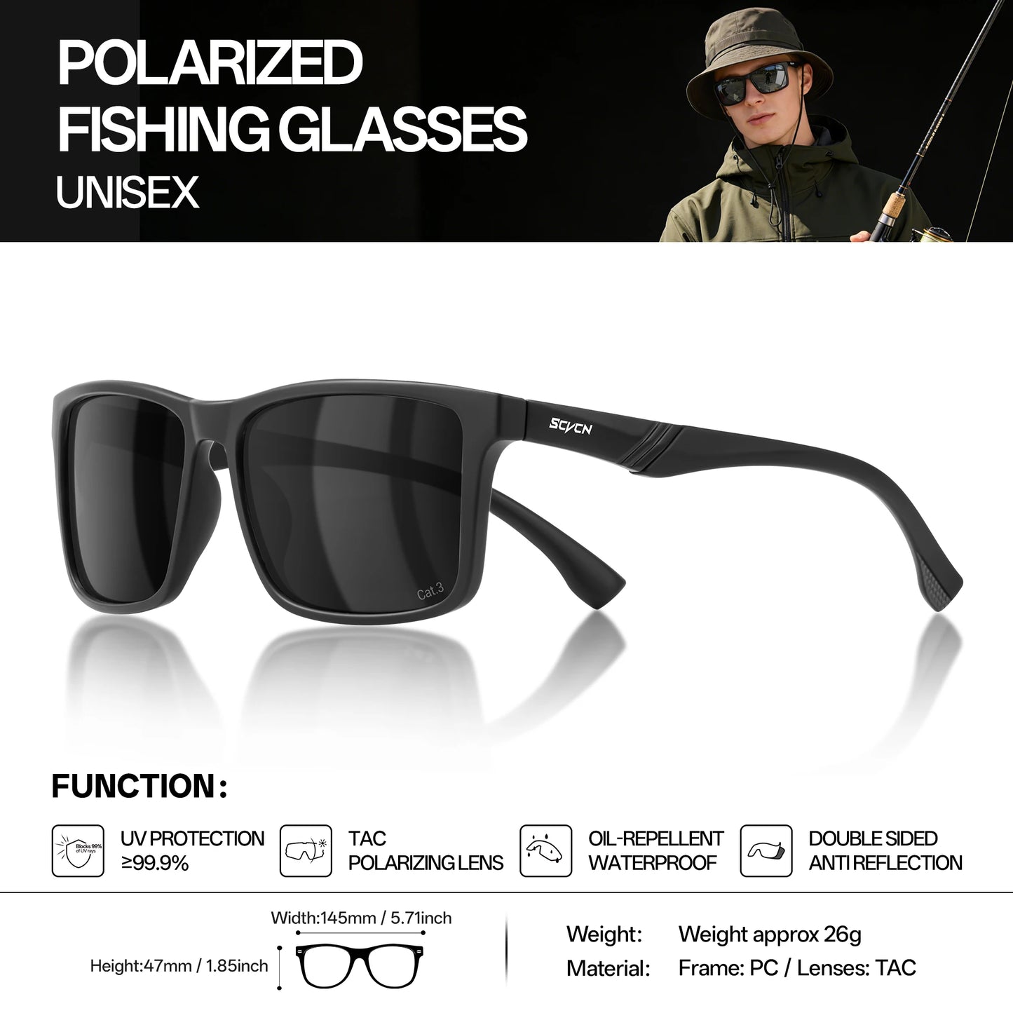 SCVCN New Polarized Water Sports Glasses Women Professional Surfing Boating Fishing Anti-glare Rafting Sailing UV400 Sunglasses