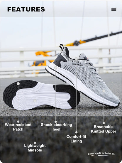 Baasploa Running Shoes Men's New Casual Lightweight Designer Mesh Sneakers Male Outdoor Breathable Lace-Up Sports Walking Shoes