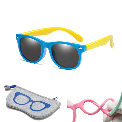 Polarized Kids Sunglasses TR90 Silicone Gel Frame Classic Square Children Sun Glasses Girls Boys Multi Color Baby Goggles UV400
