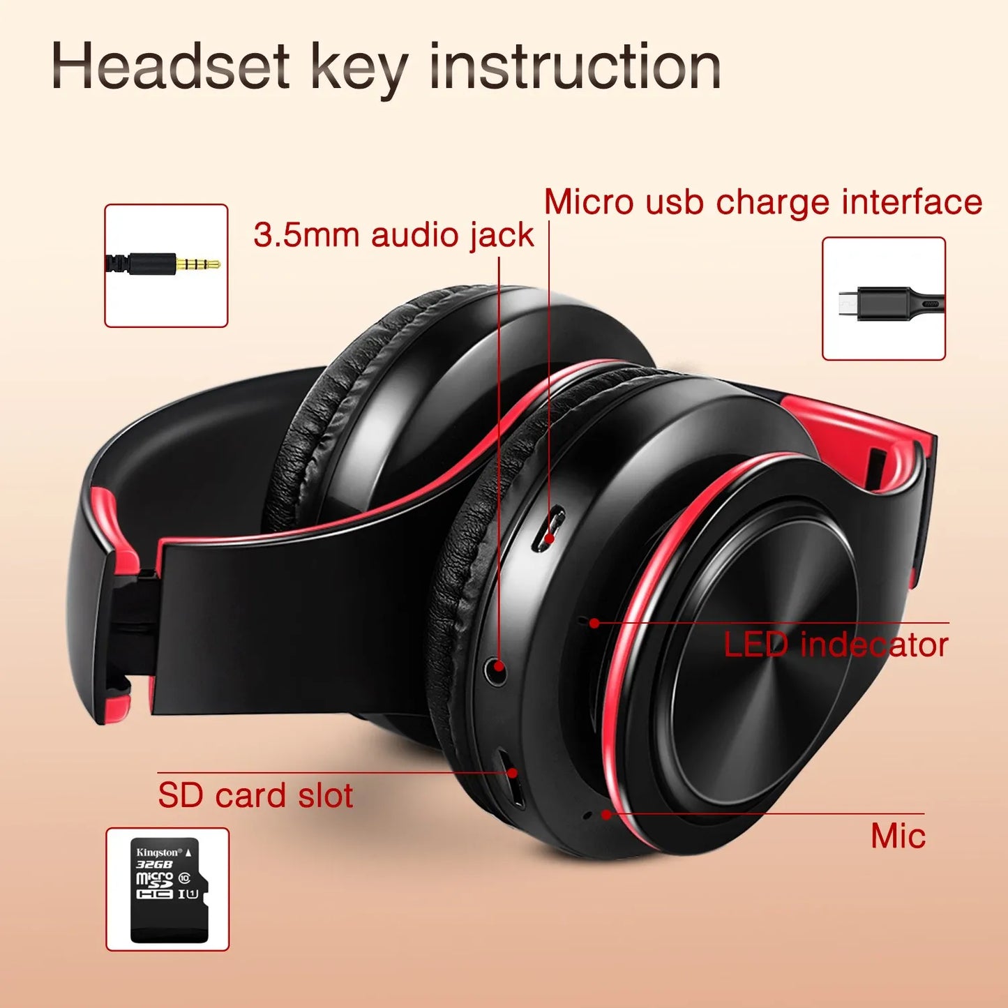 CATASSU Bluetooth 5.3 Wireless Headphones Over Ear Stereo Headset with Mic, Soft Leather Earmuffs, HiFi Sound for PC, Phone, TV & Laptop