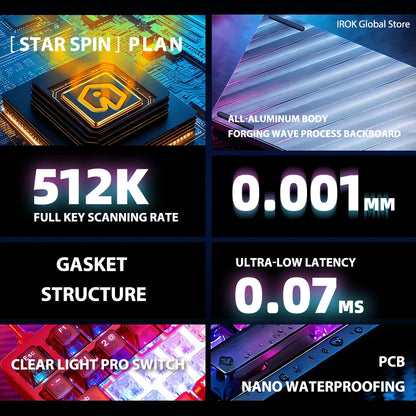 IROK MG75 V2 MG75V2 Aluminum Magnetic Gaming Mechanical Keyboard Rapid Trigger 0.07ms 8KHz 0.001mm 512K Scan rate Gamer Keyboard