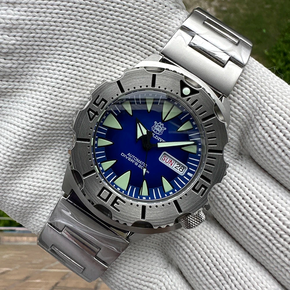 STEELDIVE SD1984 Monster Steel Strap Mechanical Watch NH36 Movt Sapphire Crystal 200M Waterproof Swiss Super Luminous Wristwatch