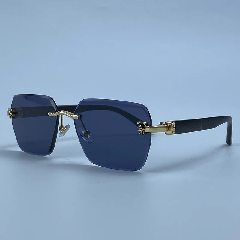 Square Rimless Photochromic Sunglasses Men Vintage Sun Glasses 2026 Luxury Designer Shades Male Cut Lenses Frameless Eyewear