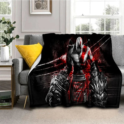 God of War Games Kratos Cartoon Soft Flannel Blanket for Beds Bedroom Sofa Picnic,Throw Blanket for Cover Outdoor Leisure Gift