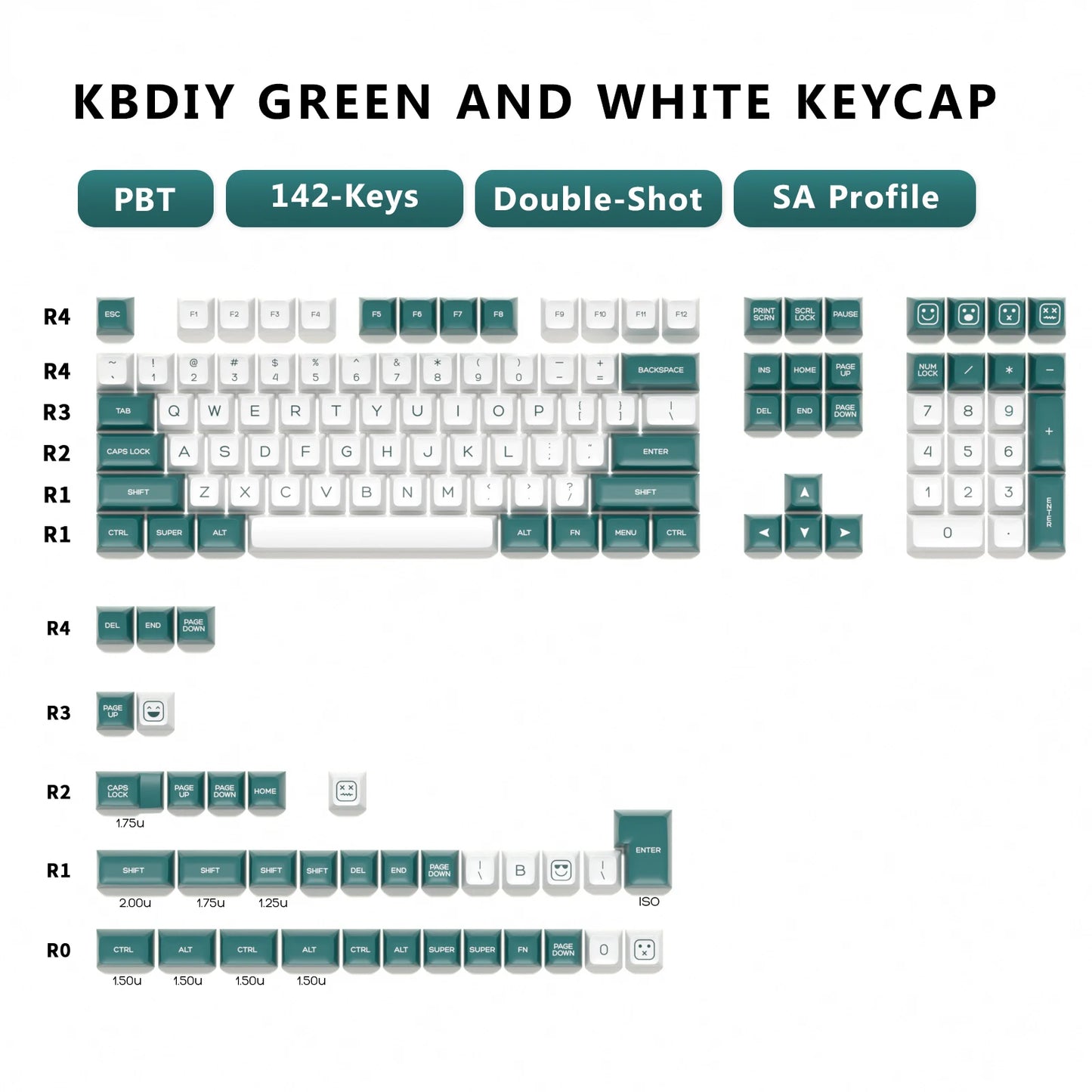 KBDiy 161 Keys/Set PBT SA Profile GMK Keycaps for Mechanical Keyboard Black And White Double Shot Keycap Custom ISO for K500