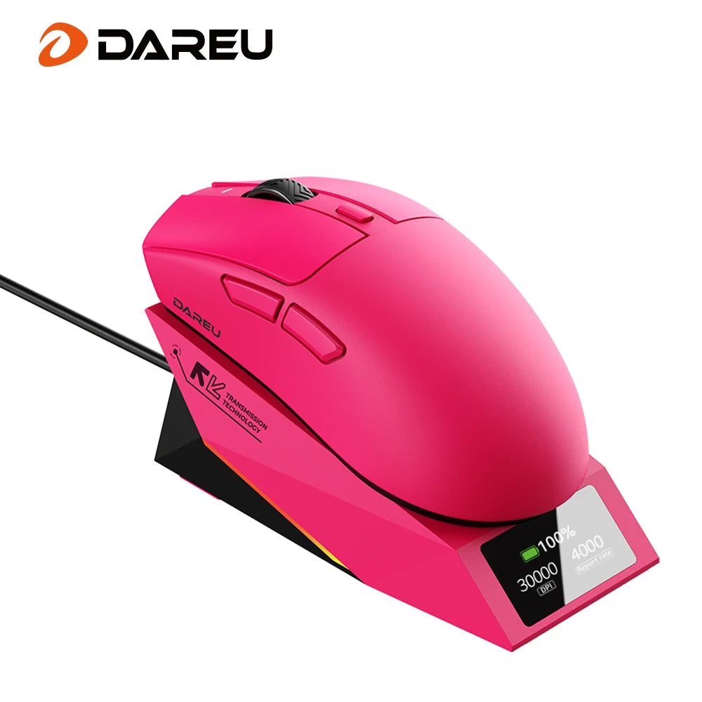 DAREU Kabellose Gaming-Maus 8khz Abtastrate AIM-750 (3950) 30000 DPI Tri-Mode-Gamer-Maus 60g mit Ladestation