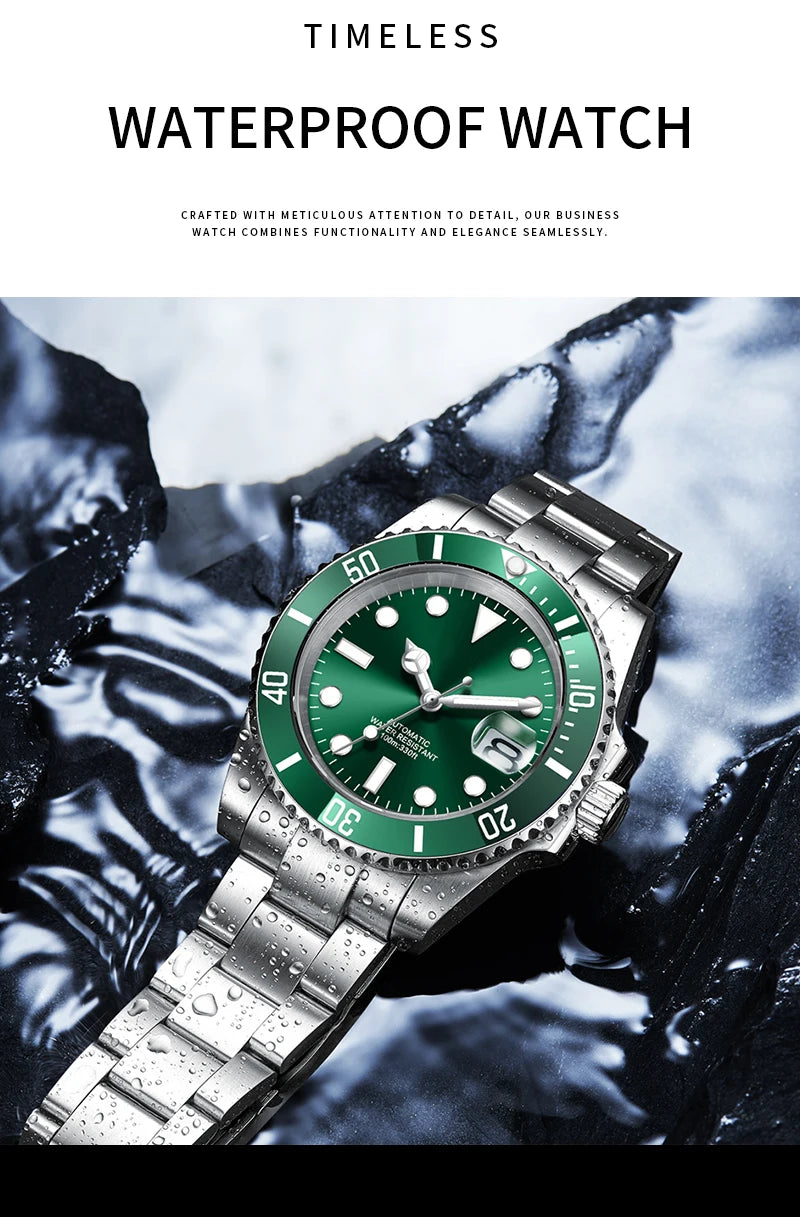 Customized Logo Men's Mechanical Automatic Wristwatch NH35 Movement 40mm Dial 100M Waterproof Sapphire Glass DIY Corgeut