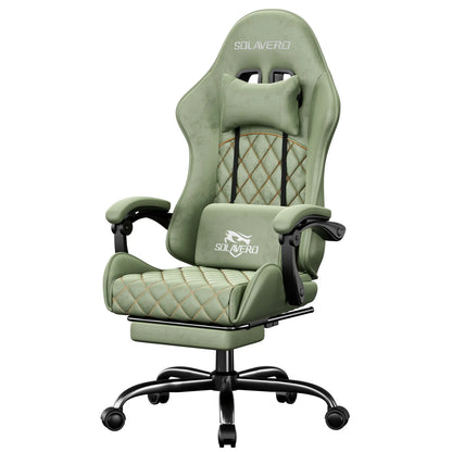 Massage Gaming Chair, Computer Office Chair with Comfy Fabric, Height Adjustable Game Chair with 360°-Swivel Seat and Headrest