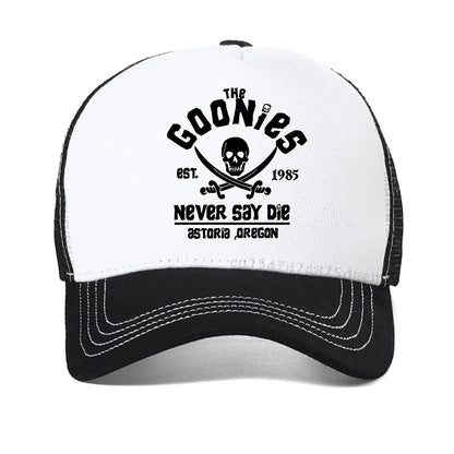 The Goonies Est 1985 Never Say Die Men's Baseball Cap Summer Mesh Snapback Hat Fashion Outdoor Casual Breathable Sun Hats