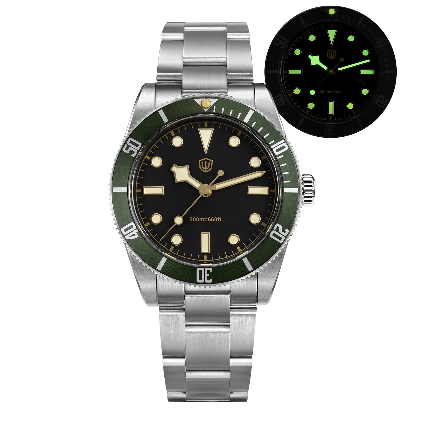 Watchdives WD7922 BB54 Watch VH31 Sweep Second Movement Sapphire Crystal 20bar Waterproof C3 Luminous 37mm Vintage Watches