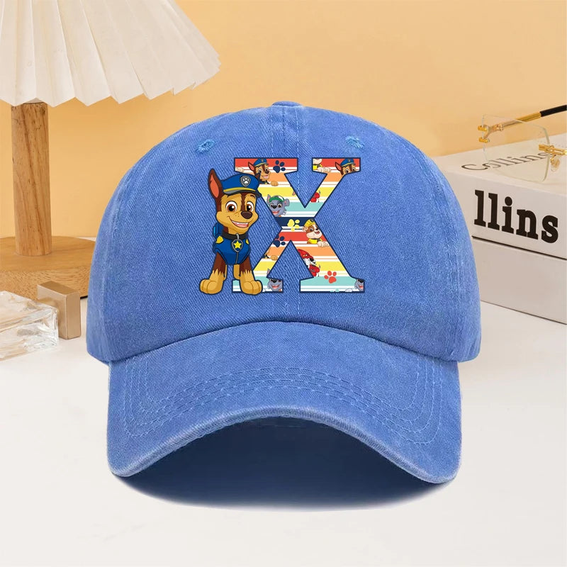 Paw Patrol Fashion Baseball Cap for Men Women Cartoon Letter A-Z Printed Peaked Caps Male Female Summer Hip Hop Sunshade Hat
