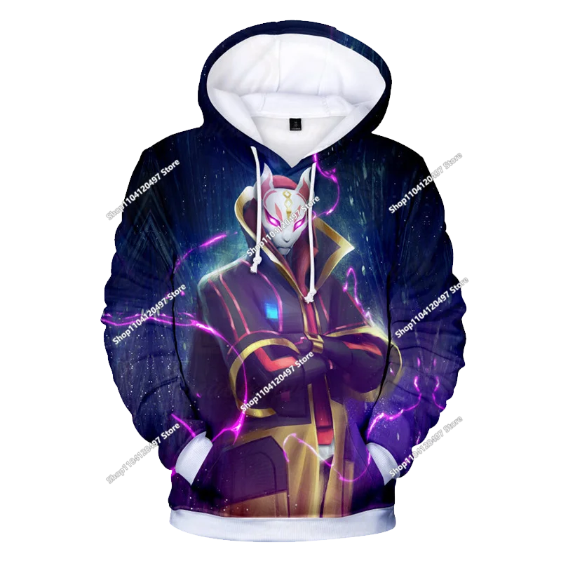 Felpa con cappuccio Fortnite Anime per bambini e uomo, streetwear hip-hop, sportswear casual, vestibilità ampia, moda outdoor