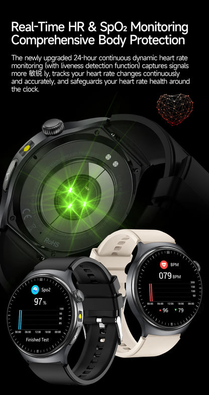 2026New AI-Diagnosis Care Smartwatch ECG+PPG Accurate Uric Acid Blood Pressure Body Fat Five organ Fitness Waterproof Smartwatch