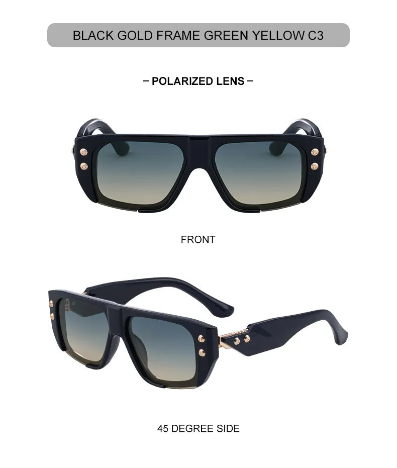 Polarized Steampunk Square Sunglasses Men 2026 Luxury Brand Punk Big Frame Driving Sun Glasses Fashion Eyewear For Male Shades