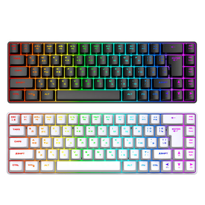 Mechanische Gaming-Tastatur mit 68 Tasten, Russisch/Englisch, zweisprachig, mit RGB-Hintergrundbeleuchtung fürs Gaming