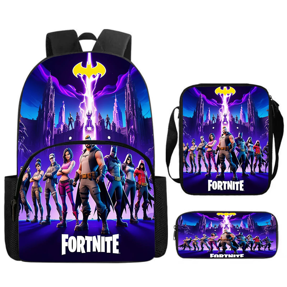 Fortnite 3Pcs Bag Set, Backpack with Front Pocket, Crossbody Bag and Pencil Case, Boys and Girls The Best Gift for Children