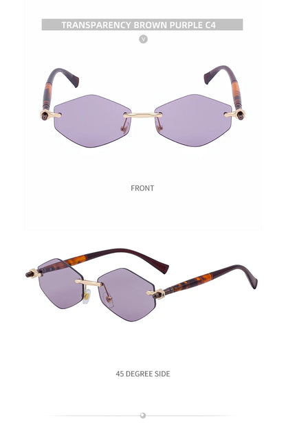 Rimless Polygon Sunglasses Women 2026 Luxury Brand Fashion Retro Sun Glasses Punk Hexagon Eyewear For Lady UV400 Outdoor Shades