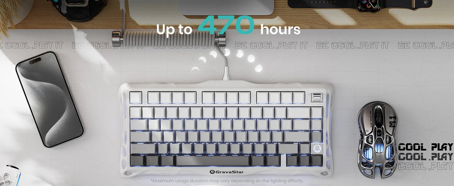 GravaStar Mercury K1 75% Wireless Mechanical Gaming Keyboard, Aluminum Alloy Exoskeleton Design, RGB Backlit，Hot-Swap Socket